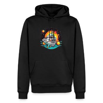 Ocean Travel Spaceship Captain - Männer Premium Bio Hoodie - Schwarz - Vorne - Nico (187cm)