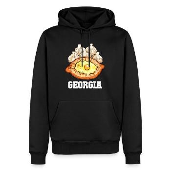 Cuisine géorgienne Khinkali Khachapuri - Sweat à capuche Premium bio Homme - noir - Devant - Nico (187cm)