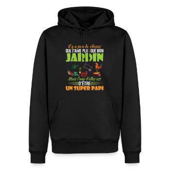 J'aime mon jardin et un super papi - Sweat à capuche Premium bio Homme - noir - Devant - Nico (187cm)