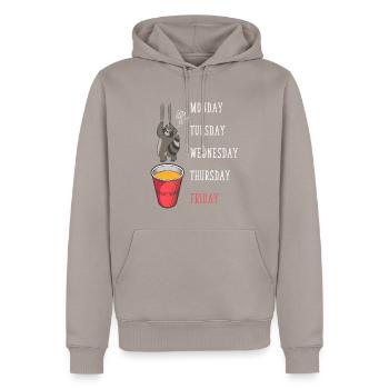 Raccoon Lover Funny Weekend Party - Men’s Premium Organic Hoodie - taupe - Front - Nico (187cm)