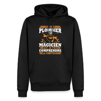 Je suis plombier - Sweat à capuche Premium bio Homme - noir - Devant - Nico (187cm)
