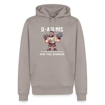 Fathers Day D-Adonis Papa Geschenk Vatertag - Männer Premium Bio Hoodie - Taupe - Vorne - Nico (187cm)