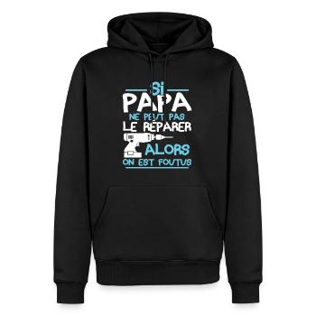 Si papa ne peut pas réparer alors on est foutus - Sweat à capuche Premium bio Homme - noir - Devant - Nico (187cm)