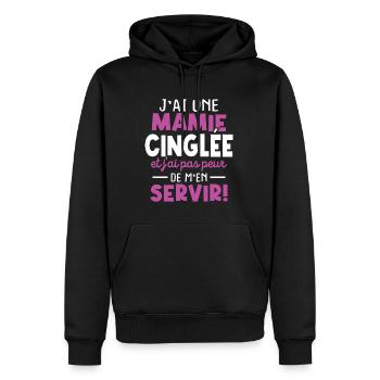 J'ai une mamie cinglée et je peux m'en servir - Sweat à capuche Premium bio Homme - noir - Devant - Nico (187cm)