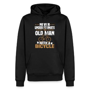 Unterschätzen Sie niemals einen alten Mann mit einem Fahrrad... - Männer Premium Bio Hoodie - Schwarz - Vorne - Nico (187cm)