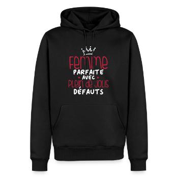 Femme parfaite avec plein de jolis défauts - Sweat à capuche Premium bio Homme - noir - Devant - Nico (187cm)