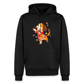 Mignon chien beagle dansant - Sweat à capuche Premium bio Homme - noir - Devant - Nico (187cm)
