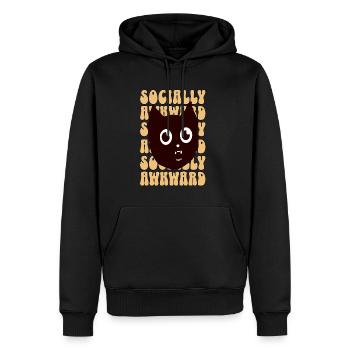 Funny Cat I Have Social Anxiety - Men’s Premium Organic Hoodie - black - Front - Nico (187cm)