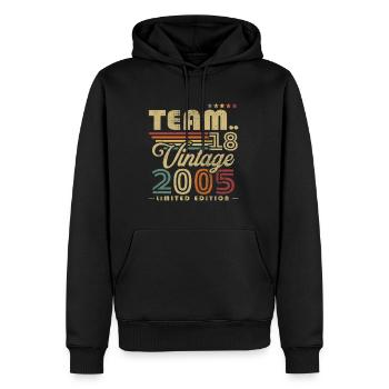 Vintage 2005 rétro cadeau d'anniversaire 18 ans - Sweat à capuche Premium bio Homme - noir - Devant - Nico (187cm)