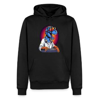 Party DJ Dinosaur EDM Festival Rave - Sweat à capuche Premium bio Homme - noir - Devant - Nico (187cm)