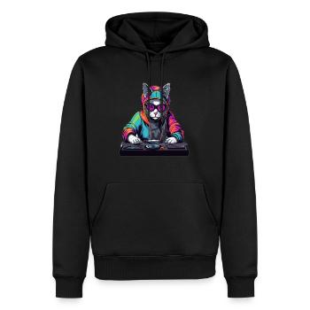 EDM Music Summer Festival Cyberpunk Cat DJ - Men’s Premium Organic Hoodie - black - Front - Nico (187cm)