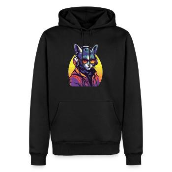 Party Cyberpunk Cat Music Festival Techno Rave - Männer Premium Bio Hoodie - Schwarz - Vorne - Nico (187cm)