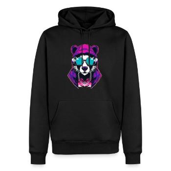 Cyberpunk Raccoon Music Lover EDM Summer Rave - Men’s Premium Organic Hoodie - black - Front - Nico (187cm)