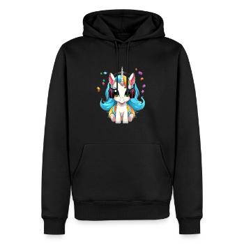 Summer EDM Music Party Unicorn DJ - Men’s Premium Organic Hoodie - black - Front - Nico (187cm)