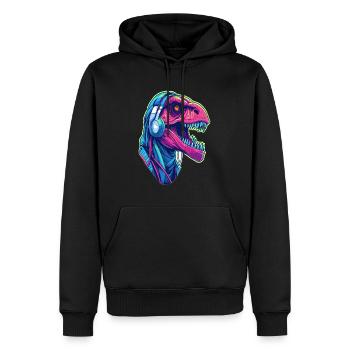 Dnb Rave Dinosaur Party Music Festival - Männer Premium Bio Hoodie - Schwarz - Vorne - Nico (187cm)