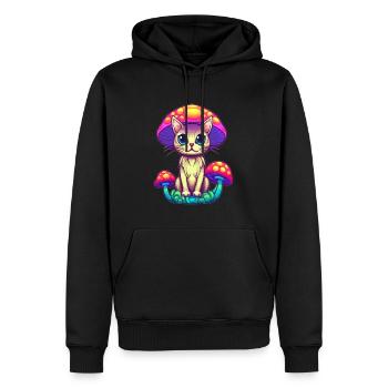 Rainbow Rave Cat Trippy Psychedelic Festival - Männer Premium Bio Hoodie - Schwarz - Vorne - Nico (187cm)