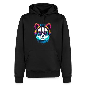 Rainbow Panda Raver Drum and Bass Festival - Männer Premium Bio Hoodie - Schwarz - Vorne - Nico (187cm)