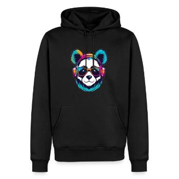 EDM Festival Rainbow Rave Panda - Männer Premium Bio Hoodie - Schwarz - Vorne - Nico (187cm)