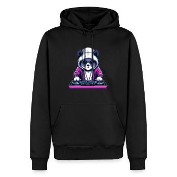 Techno Party Cyberpunk Rave Panda - Männer Premium Bio Hoodie - Schwarz - Vorne - Nico (187cm)
