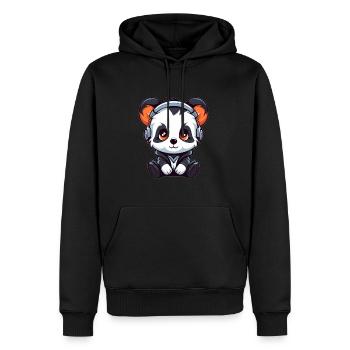 Raver Music Lover Rave Panda - Männer Premium Bio Hoodie - Schwarz - Vorne - Nico (187cm)