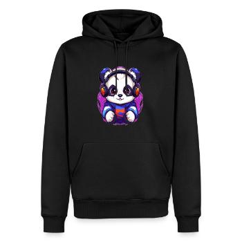 Süßes Raver Panda Drum and Bass Festival - Männer Premium Bio Hoodie - Schwarz - Vorne - Nico (187cm)
