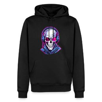 Drum and Bass Festival Cyberpunk Skeleton DJ - Men’s Premium Organic Hoodie - black - Front - Nico (187cm)
