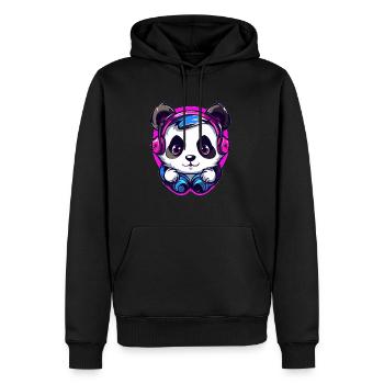 Süßes Techno Raver Panda EDM Festival - Männer Premium Bio Hoodie - Schwarz - Vorne - Nico (187cm)
