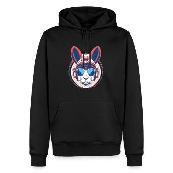 Electronic Music Lover Cyberpunk Rabbit DJ - Men’s Premium Organic Hoodie - black - Front - Nico (187cm)