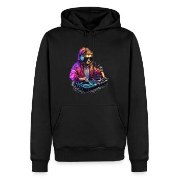 Rave Music Lover Techno Sloth DJ Raver - Männer Premium Bio Hoodie - Schwarz - Vorne - Nico (187cm)