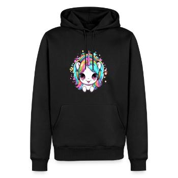 Party Rainbow Unicorn House Music Festival DJ - Sweat à capuche Premium bio Homme - noir - Devant - Nico (187cm)