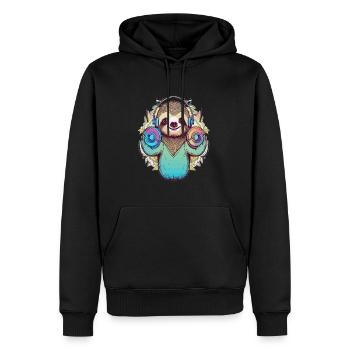 Party Sloth Techno DJ EDM Festival - Men’s Premium Organic Hoodie - black - Front - Nico (187cm)
