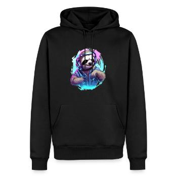 Party Sloth Techno Dj EDM Festival - Men’s Premium Organic Hoodie - black - Front - Nico (187cm)