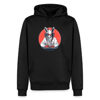 Cyberpunk Bunny DJ Electronic Music Festival Raver - Männer Premium Bio Hoodie - Schwarz - Vorne - Nico (187cm)