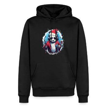 Winter Drum and Bass Party Panda Weihnachtsfeier - Männer Premium Bio Hoodie - Schwarz - Vorne - Nico (187cm)