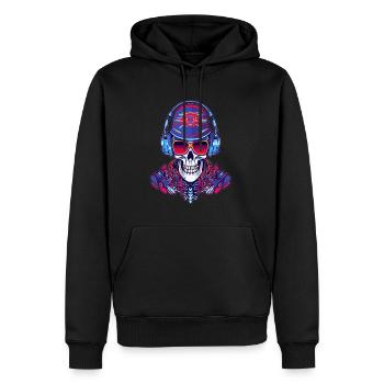 EDM Party Cyberpunk Dj Skeleton Raver - Men’s Premium Organic Hoodie - black - Front - Nico (187cm)