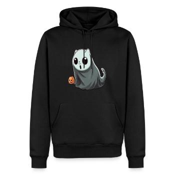 Saison de citrouille Spooky Cat Ghost Costume Halloween - Sweat à capuche Premium bio Homme - noir - Devant - Nico (187cm)