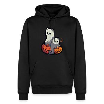 Chats fantômes effrayants saison des citrouilles Halloween - Sweat à capuche Premium bio Homme - noir - Devant - Nico (187cm)