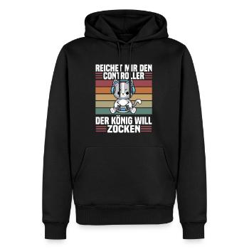 Reichet mir den Controller der König will zocken - Männer Premium Bio Hoodie - Schwarz - Vorne - Nico (187cm)