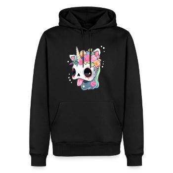 Flore Zombie Licorne Mignonne Licorne d'Halloween - Sweat à capuche Premium bio Homme - noir - Devant - Nico (187cm)