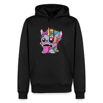 Déguisement de licorne zombie Halloween heavy metal - Sweat à capuche Premium bio Homme - noir - Devant - Nico (187cm)