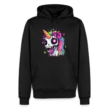 Halloween Effrayant Zombie Licorne Musique Lourde - Sweat à capuche Premium bio Homme - noir - Devant - Nico (187cm)