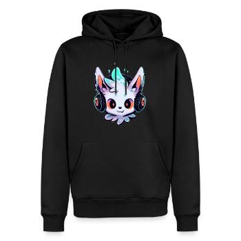 EDM Halloween DJ Ghost Cat Halloween Rave - Sweat à capuche Premium bio Homme - noir - Devant - Nico (187cm)