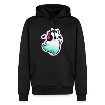 Festival EDM Chats fantômes mignons Halloween - Sweat à capuche Premium bio Homme - noir - Devant - Nico (187cm)