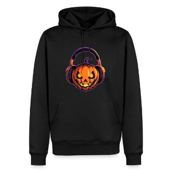 Techno Party Citrouille DJ Halloween Rave - Sweat à capuche Premium bio Homme - noir - Devant - Nico (187cm)