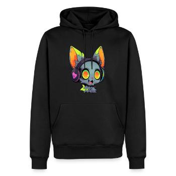 Mignon Halloween Zombie Chat DJ Spooky Halloween - Sweat à capuche Premium bio Homme - noir - Devant - Nico (187cm)