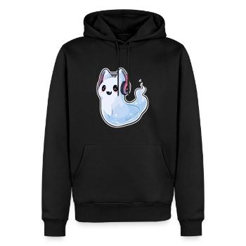 Niedliche Halloween Geisterkatzen Rave DJ - Männer Premium Bio Hoodie - Schwarz - Vorne - Nico (187cm)