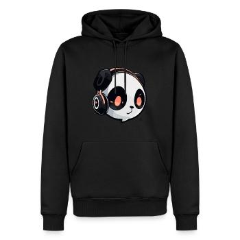 Festival EDM Panda DJ Fête d'Halloween - Sweat à capuche Premium bio Homme - noir - Devant - Nico (187cm)