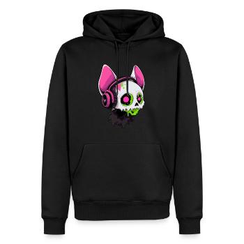 Costume effrayant Zombie Cat Halloween Rave DJ Techno - Sweat à capuche Premium bio Homme - noir - Devant - Nico (187cm)
