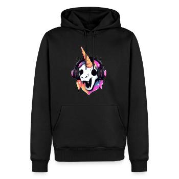 Déguisement DJ licorne Halloween Fête d'Halloween - Sweat à capuche Premium bio Homme - noir - Devant - Nico (187cm)