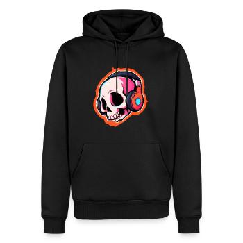 Drum and Bass Rave DJ Crâne mélomane EDM DJ - Sweat à capuche Premium bio Homme - noir - Devant - Nico (187cm)
